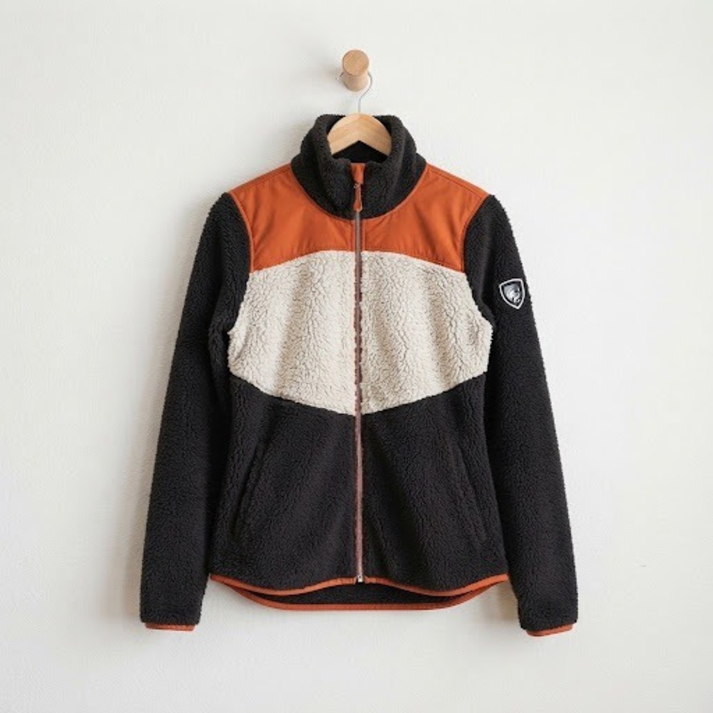 Kuhl Y2K Outdoor Color Block High Pile Fleece Full Zip Jacket Brown Sz Small